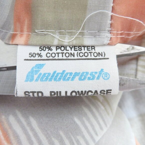 Vintage Fieldcrest Full Sheet Set 1 Flat 2 Pillowcases Orange Gray Aztec Print - Picture 9 of 11